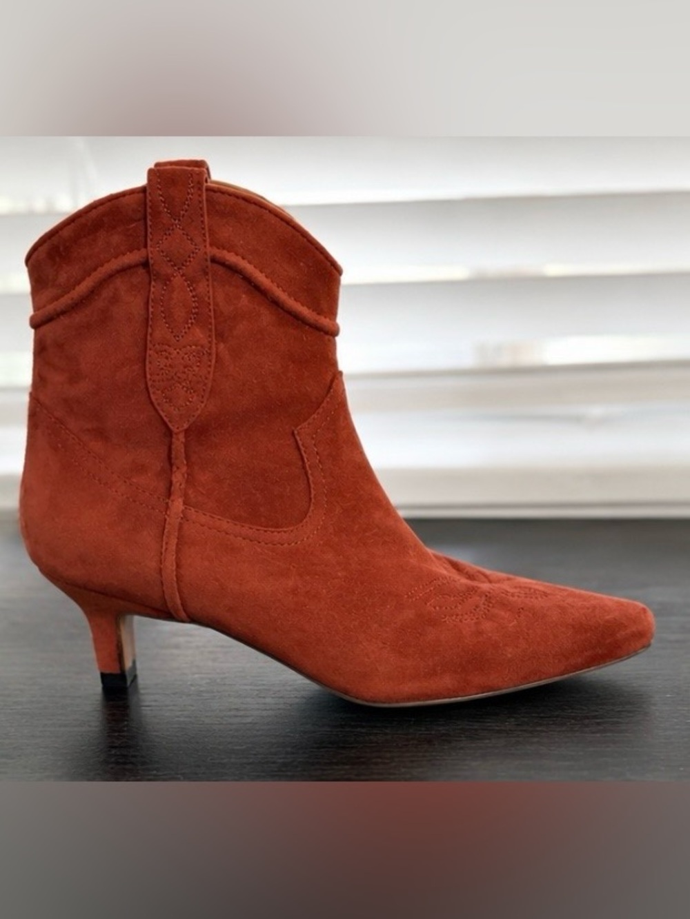 Sam Edelman Taryn Suede Western Booties Rust Cinnamon Size 6